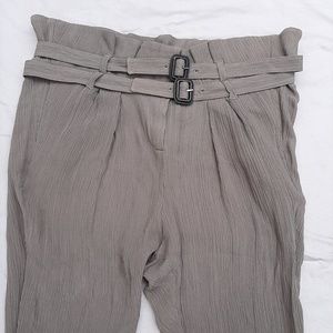 BURBERRY 100% Silk Paper Bag Crop Pants NWOT